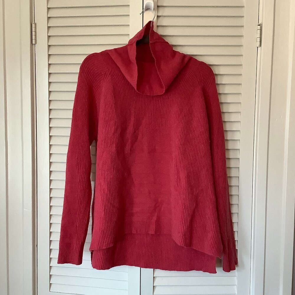 Sundance sweater large turtleneck ribbed pink lambswool cowlneck